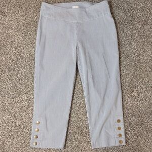 Zac & Rachel Striped Cropped Pants with Gold Button Detail
